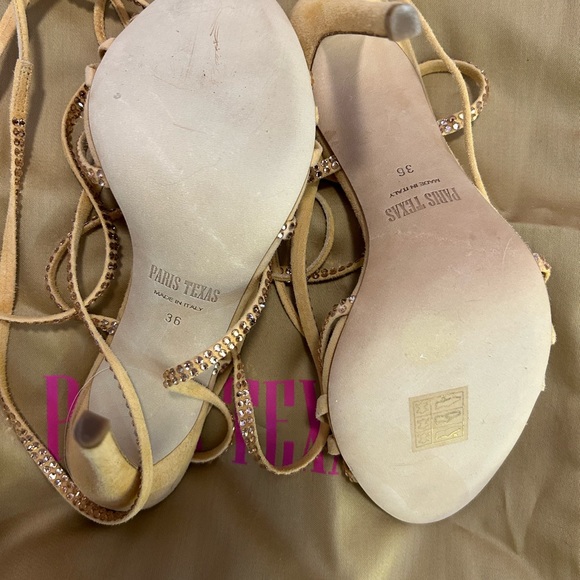 🆕 PARIS TEXIS Lace Up Sandal Peach Moonstone with Swarovski Crystals - Picture 12 of 14